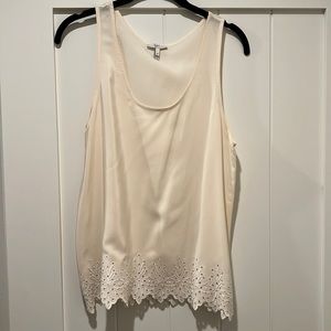 Joie cream silk eyelet top